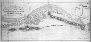 A map diagram of Indian effigy mounds seven miles east of Blue Mounds in the Wisconsin Territory produced in 1838. Wisconsin Historical Society Image 5173. Many such maps were created by Wisconsin's early mound researchers. Often, these maps serve as the only record of mounds destroyed by farming or urban expansion. 