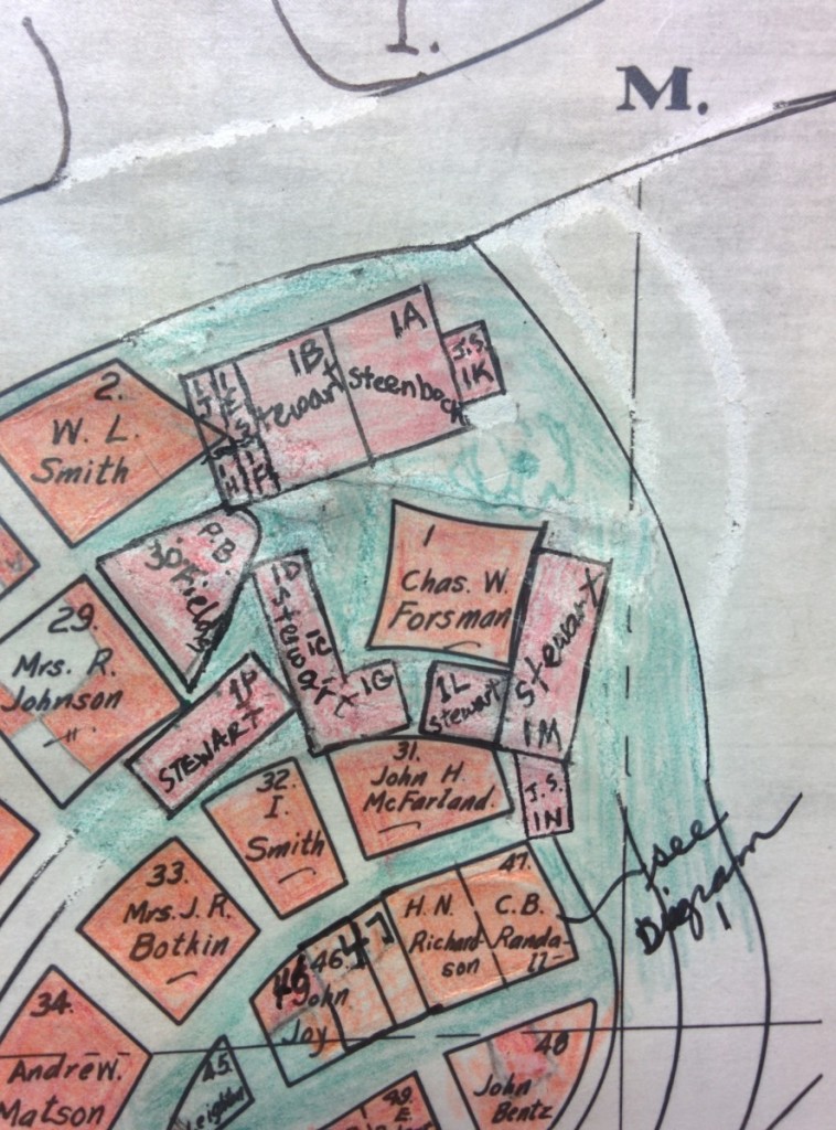 A close up of the Section 32 map showing the Steenbock lot. Photo by Kevin Walters.