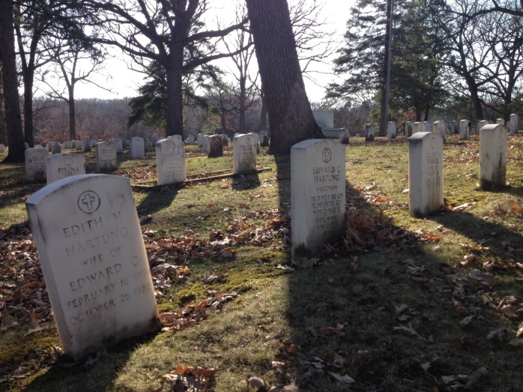 The graves of  Edith and Edward C. Hartung in Soldiers Rest. Photo by Joanna Wilson.