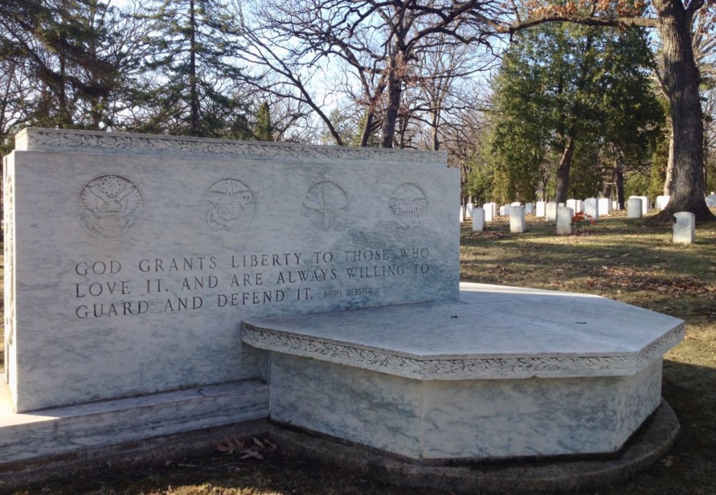 A monument honoring the veterans laid to rest in Forest Hill Cemetery.