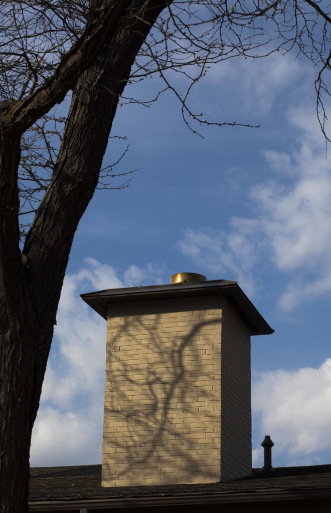 The crematory chimney at Cress Funeral Center on University Avenue. Photo by Brad Baranowski.