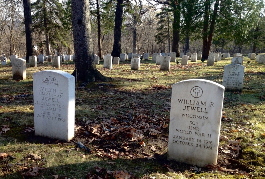 The graves of William Jewell and his "Beloved Wife" Evelyn in Soldiers Rest. Photo by Joanna Wilson.