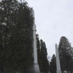 Arbor vitae and obelisks. Photo by Adrienne Hagen.