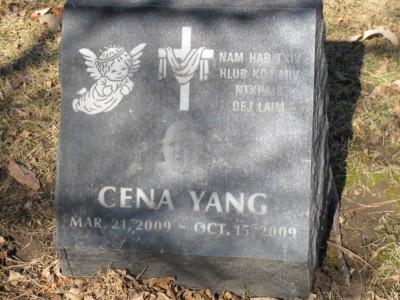 Headstone of an ethnic Hmong Christian. Cena Yang. Photo by Gioconda Coello