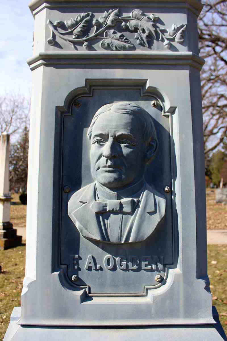 Detail of bust, Ogden, Section 27 - Forest Hill Cemetery: A Guide