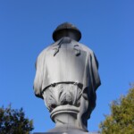 Detail showing crack in zinc, Ogden Memorial. Photo by Marisa Gomez.